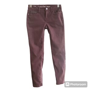 CALVIN KLEIN JEANS Burgundy Brown Mid Rise Ankle Skinny Women's Pants Size 26